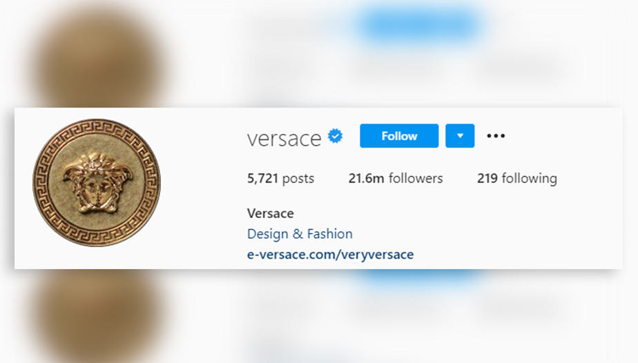 Versace Instagram bio